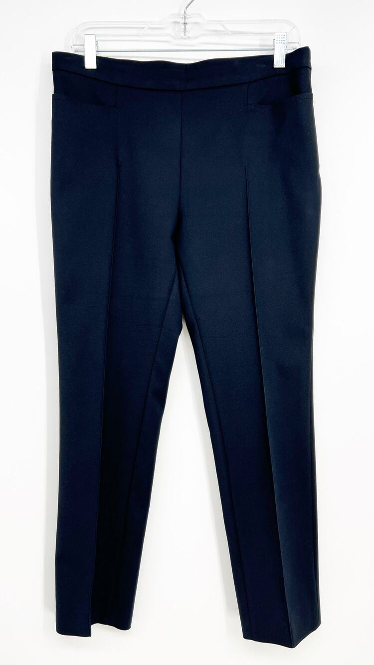 Akris punto Franca Mid Rise Cropped Pants Women US 8 Black Cotton Blend Slim Fit